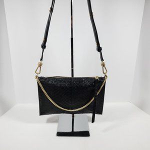 All Saints Python Eve Leather Crossbody Bag - Black